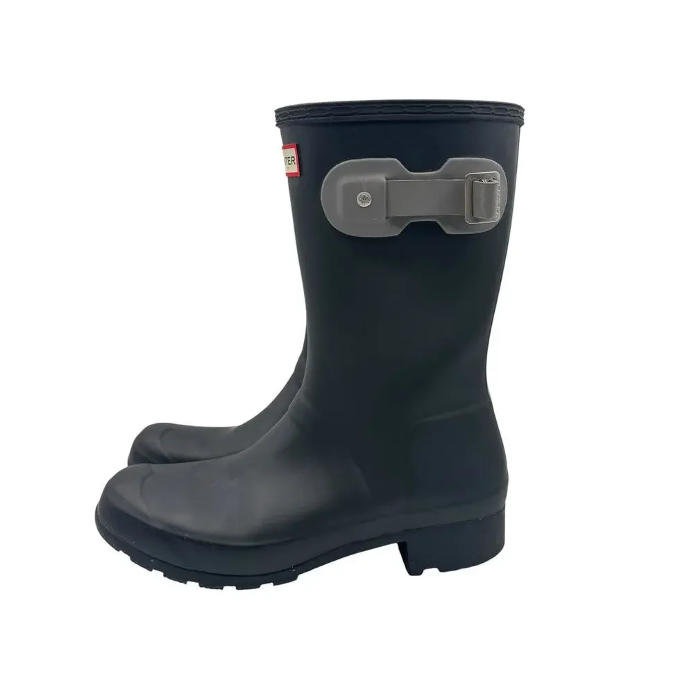 Hunter Original Tour Short Boot Womens Size 8 Black Packable Mid-Calf Rain Boots